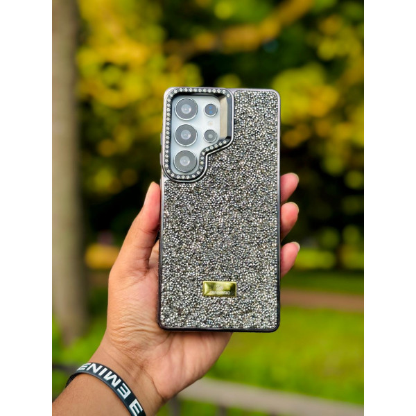  Premium Full Stone Camera Stand Silicone Phone Case for Samsung Galaxy