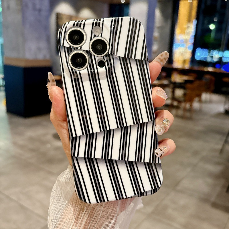 Black & White Abstract Stripe Pattern Glossy Case for iPhone