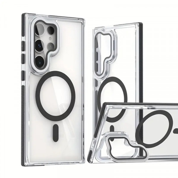 Anti Yellow Crystal Clear Camera Stand Windows Protective Case For Samsung Galaxy