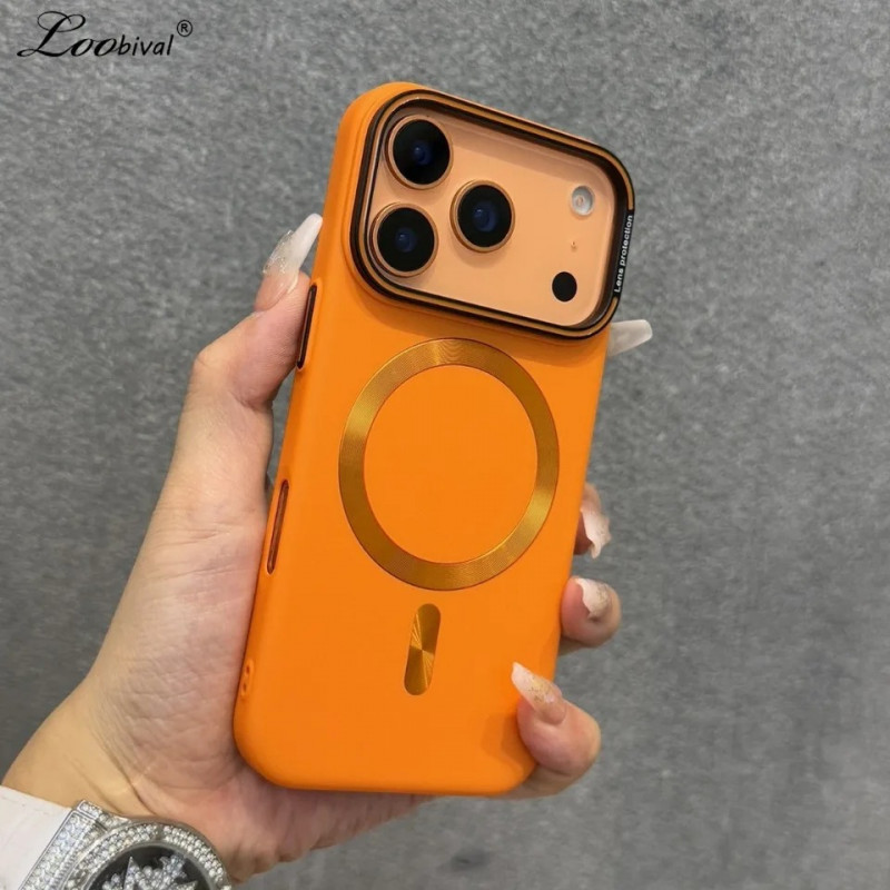 iPhone 17 Series Matte Finish Skin-Feel Magnetic Case with Built-in Lens Holder & Drop Protection