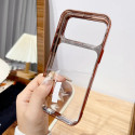 Plating Folding Glass Camera Stand Holder Phone Case For iPhone