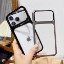 Plating Folding Glass Camera Stand Holder Phone Case For iPhone