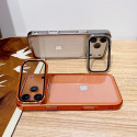 Plating Folding Glass Camera Stand Holder Phone Case For iPhone