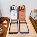 Plating Folding Glass Camera Stand Holder Phone Case For iPhone