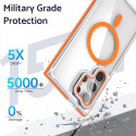 For Samsung Galaxy Ultra Magnetic Case TPU Acrylic Clear Phone Back Cover with Lens Protector Kickstand - Orange