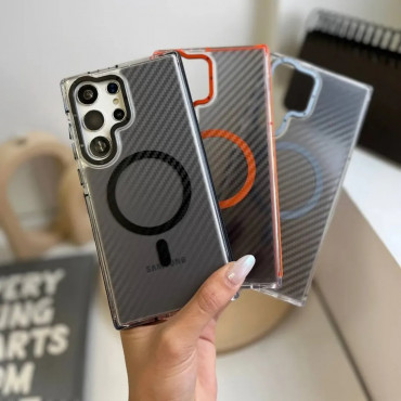 Luxury Carbon Fiber Camera Window Protective Design Phone Case for Samsung Galaxy