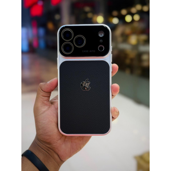 Premium Leather Tuxtured Strong Grip and Lens Safety Design Phone Case for iPhone