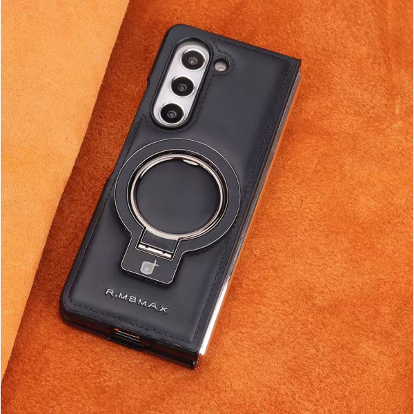 For Samsung Galaxy Z Fold Magnetic Wireless Charging Leather Holder Business Phone Case Shock Resistant Protective Cover
