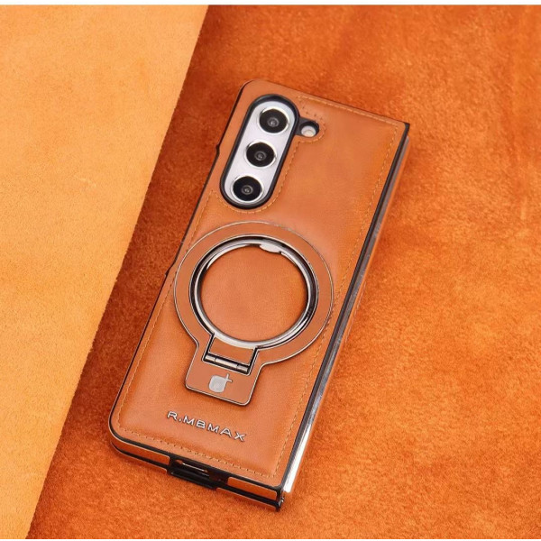 For Samsung Galaxy Z Fold Magnetic Wireless Charging Leather Holder Business Phone Case Shock Resistant Protective Cover