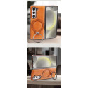 For Samsung Galaxy Z Fold Magnetic Wireless Charging Leather Holder Business Phone Case Shock Resistant Protective Cover