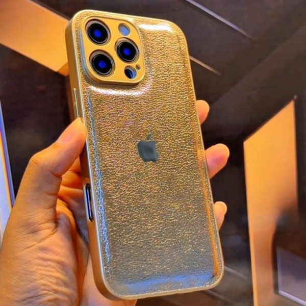 New Lather Fabric Glossy Golden Case For iPhone