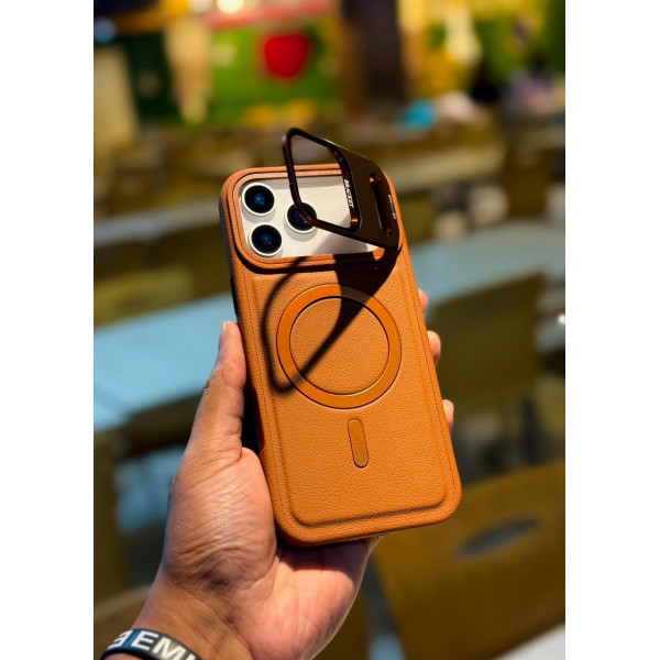 Premium PU Leather Case with Camera Glass – For iPhone