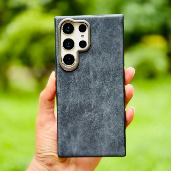 New Premium Pu Lather Camera Bumper Metal Case For Samsung