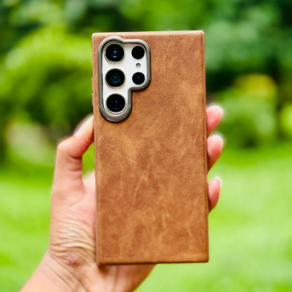 New Premium Pu Lather Camera Bumper Metal Case For Samsung