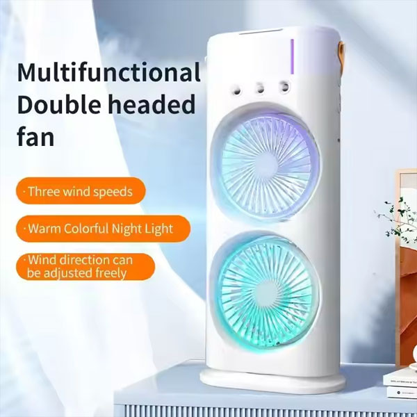 Rechargeable Double Head Cooling Fan