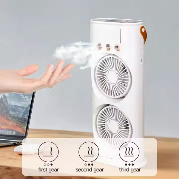 Rechargeable Double Head Cooling Fan