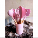 12 Pcs Silicone Spoon Set ( Pink )