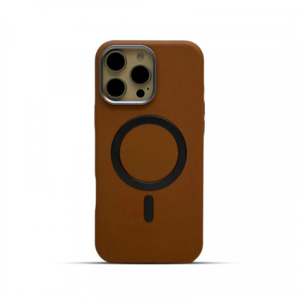 Metal Camera Frame Strong Magnetic PU Leather Case For iPhone