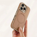 Luxury Business Plating Frame Leather Magnetic Wireless Charger Case for iPhone 13 To 16 Pro Max