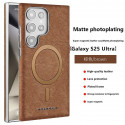 Suitable Plain Leather Electroplating Magnetic Wireless Charging Case For Samsung Galaxy Ultra Series