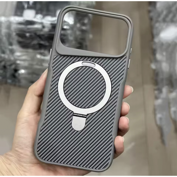 Luxury Carbon Fiber Kickstand Magsafe Case For Iphone 12 To 17 Pro Max