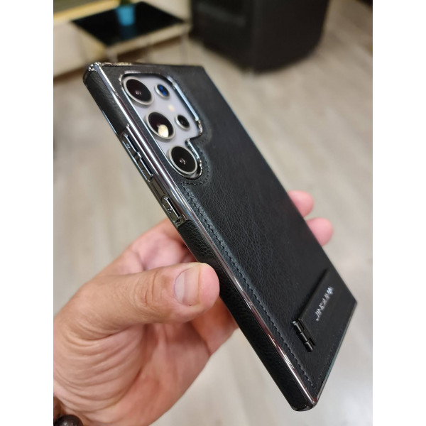 Super Finish PU Leather Kickstand Case For Samsung Galaxy