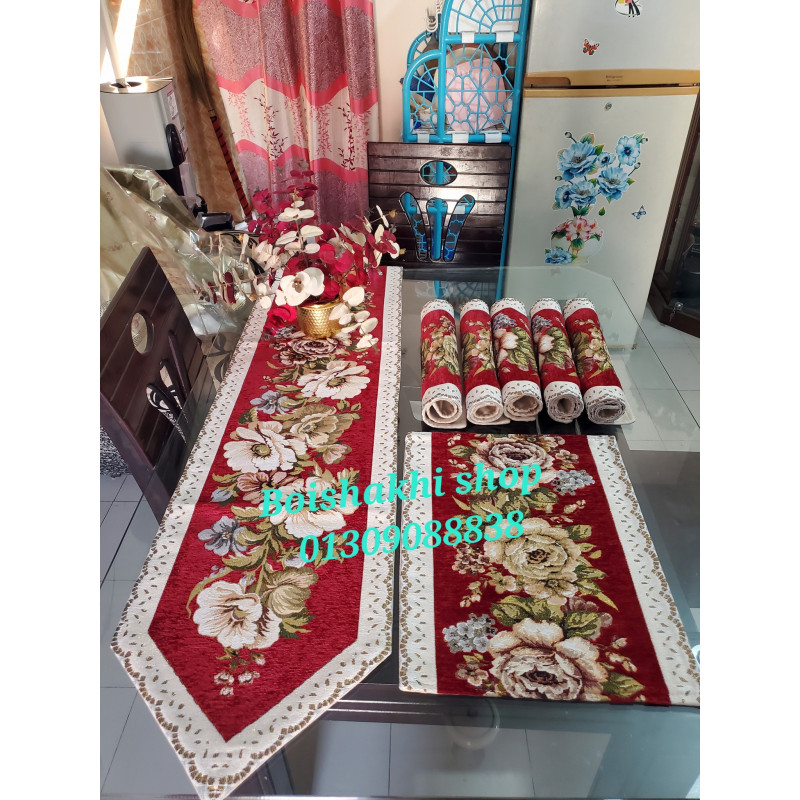 High quality vintage dining table mat with runner 