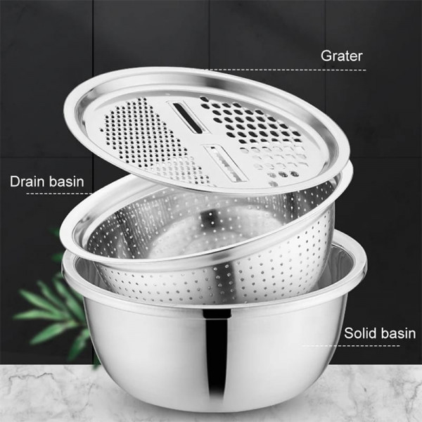 3 IN 1 VEGETABLE CUTTER WITH DRAIN BASKET