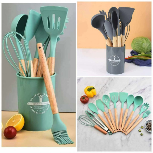 12-Piece Silicone Kitchen Cooking Utensils Set 