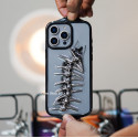 INS 3D Metal Fish Bone Clear Phone Case For iPhone