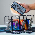 INS 3D Metal Fish Bone Clear Phone Case For iPhone