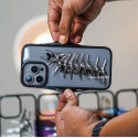 INS 3D Metal Fish Bone Clear Phone Case For iPhone