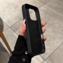Black Metal Logo Leather Case for iPhone 