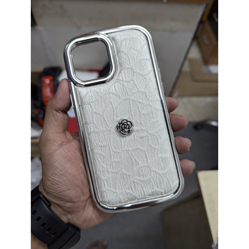 White Embossed Cloth Flower Case