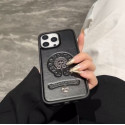 Black Metal Logo Leather Case for iPhone 