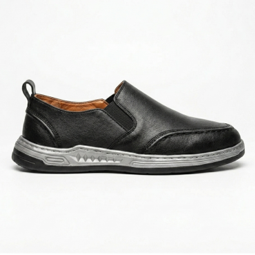 Slip On Leather Shoe Black- DFBL 02