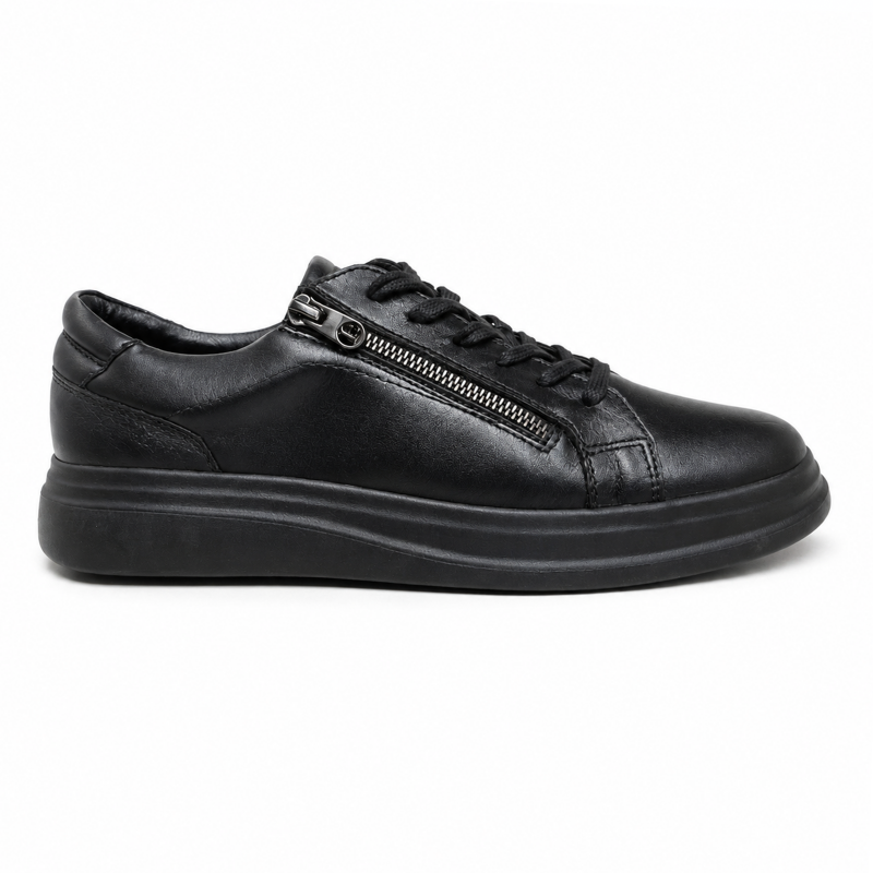 Nappa Kid's Leather Sneakers  XJP-06 | Black