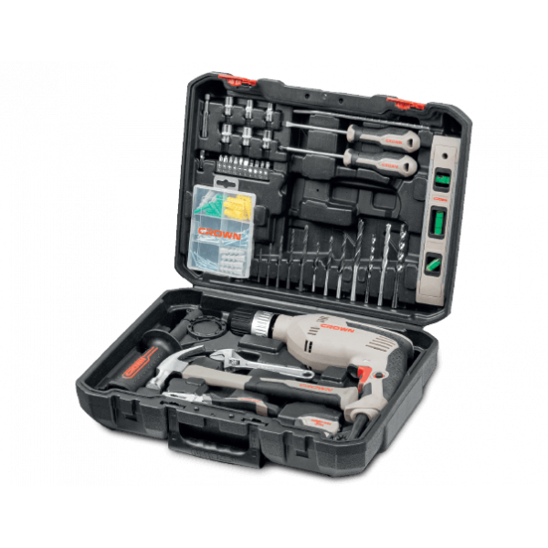 CROWN 98Pcs Household Tools set Box with 600 W Drill machine Model: CK10-XA98