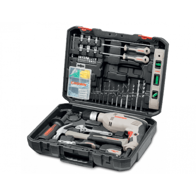 CROWN 98Pcs Household Tools set Box with 600 W Drill machine Model: CK10-XA98