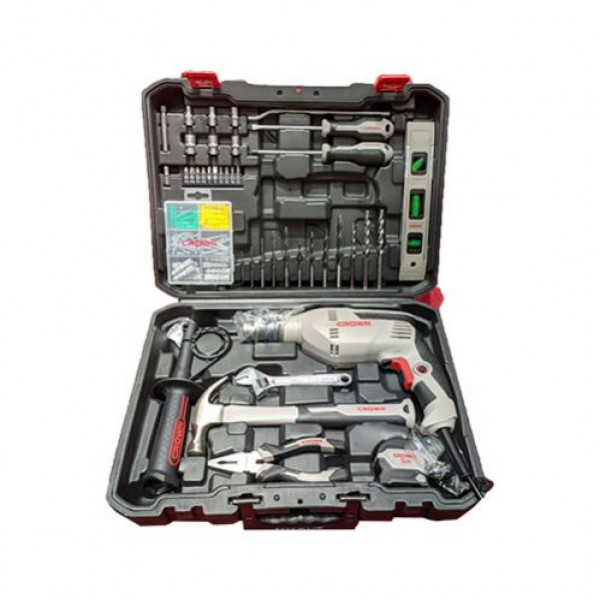 CROWN 98Pcs Household Tools set Box with 600 W Drill machine Model: CK10-XA98
