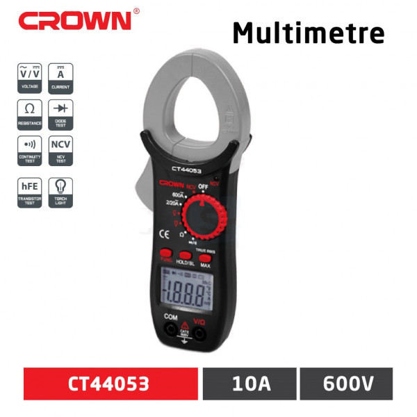 CROWN Digital Clamp Meter AC/DC Voltage 600V, AC Current 600A Model: CT44053