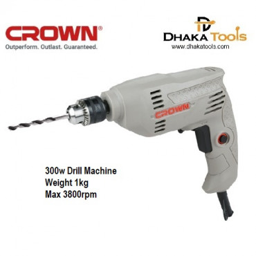 CROWN Electric Drill 300Watt, 6.5mm (1/4") CT10125