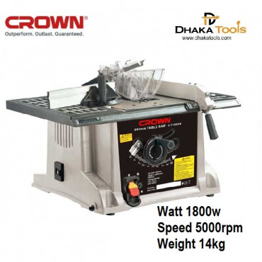 CROWN CT15209 1800W Table Saw – 10″ (255mm) Wood Cutting Machine – DhakaTools