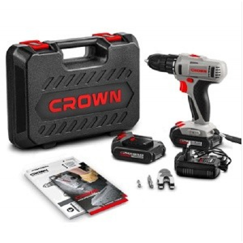 Crown 14.4v Cordless Drill & Screwdriver chuck: 0.8-10 mm, 15 stages torque, 2pcs 1.5 Ah batteries & Charger Model: CT21055L