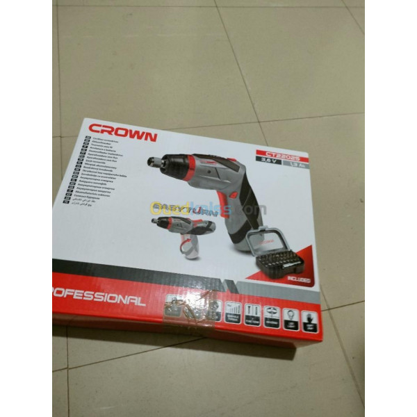 CROWN Cordless Screwdriver 3.6V (Li-on 1.3Ah), 3 Nm, Tool Holder: 1/4" (6.35mm), 200rpm with 30Pcs Accessories Model: CT22025