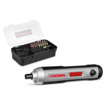 Crown 3.6v Cordless Screwdrivers 2 Ah, Torque 6.6-7.2 Nm, with 25pcs Screwdriver bit Accessories Plastic case pack Model: CT22033