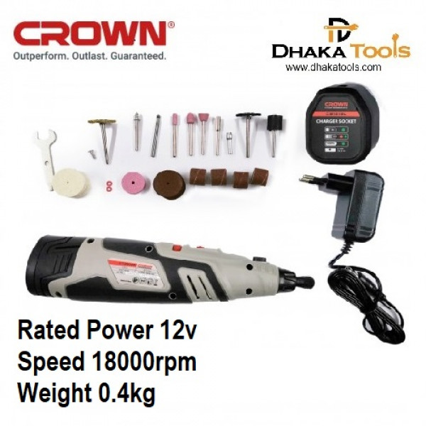 Crown 12V Cordless Rotary Tools  Mini Drill / Grinder with Accessories CT23006