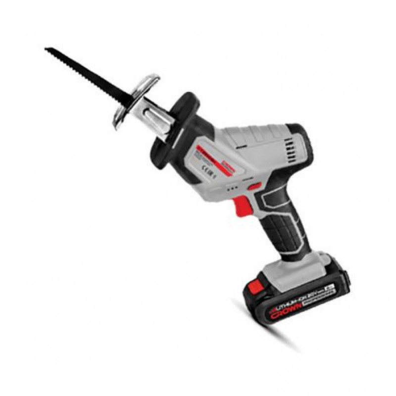 Crown 20V Li-ion Cordless Sabre Saw Stroke:13mm, Wood:65mm, Steel:6mm, 3000 rpm ( With Battery And Changer ) - CT25004