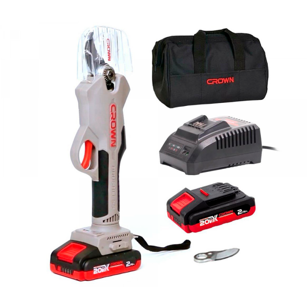 Crown 20v Cordless Pruning Shears, shears force: 2600N, cut off branches: 30mm  (With Battery And Changer) - CT29001HX - 2 TB