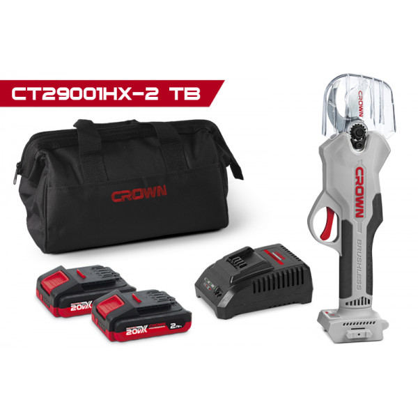 Crown 20v Cordless Pruning Shears, shears force: 2600N, cut off branches: 30mm  (With Battery And Changer) - CT29001HX - 2 TB